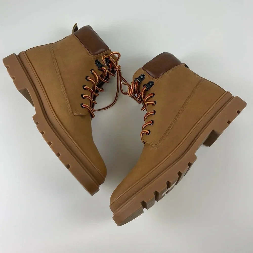 NEW Madden Steve Madden Gabber Boots Mens Size 12 Tan Lace Up Ortholite Leather